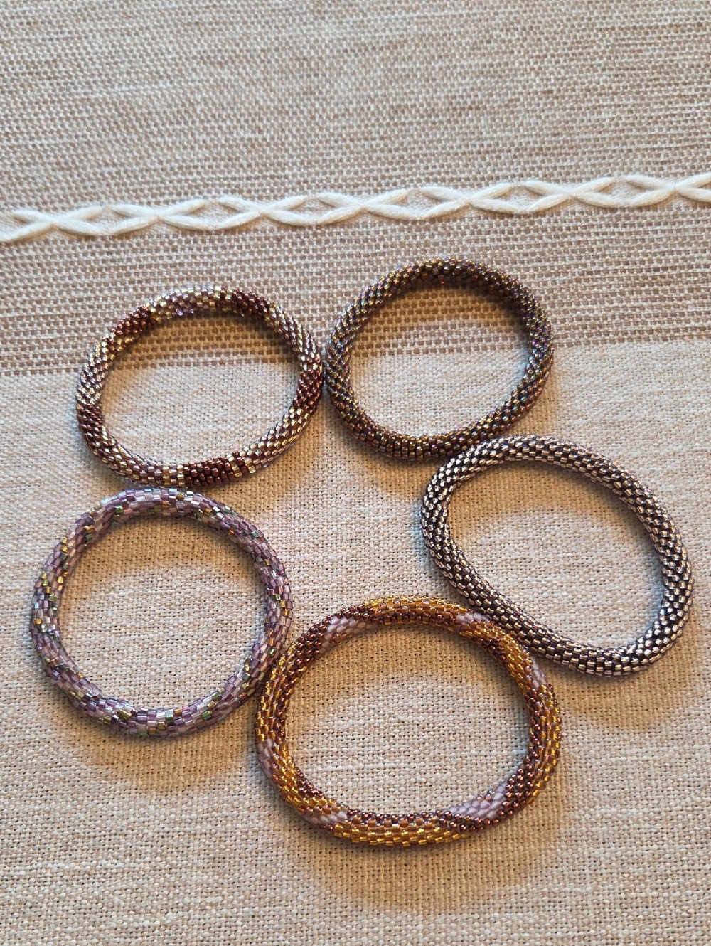 Sashka Co. Set of 5 Seed Bead Bracelets in Metallic Mix